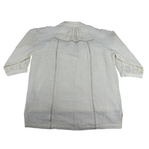 Soft Surroundings Peasant Blouse Top Crochet Sleeve Gauze Lined Boho NWT PL - Picture 5 of 9